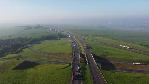 Washington Luis Highway connection roundabout with Anhanguera Highway Stock Footage 268076754