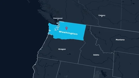Washington Map Animation Locator Zoom 4K Motion Graphic Stock Footage 342815416