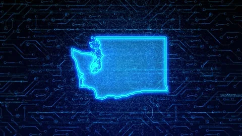 Washington Map Digital Technology Opener Stock Footage 335475906