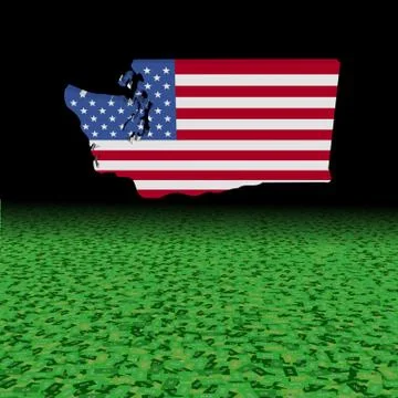Washington map flag with abstract dollar foreground illustration Stock Illustration