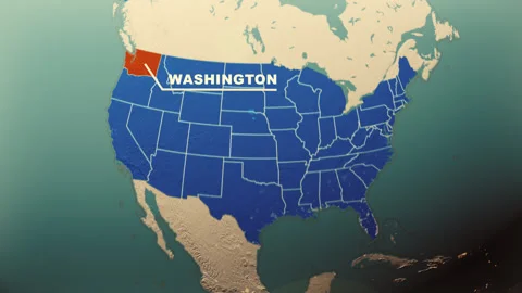Washington Map Highlight USA 3D Political Globe Animation Stock Footage 314062932