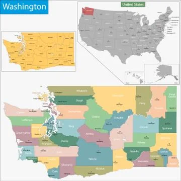 Washington map Stock Illustration