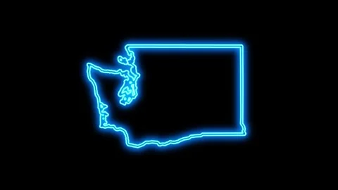 Washington Map Outline Neon Lights Stock-Footage 332891789