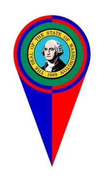 Washington Map Pointer Location Flag Stock Illustration