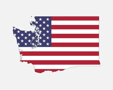 Washington Map USA Flag Stock Illustration