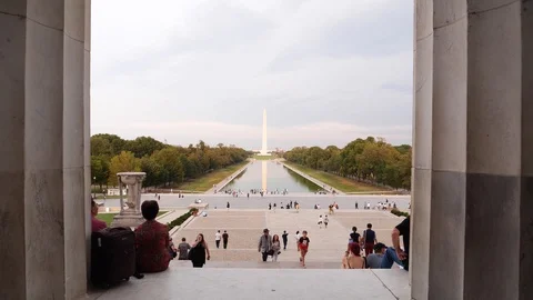 Washington Memorial from the Lincoln Memorial Stock Footage