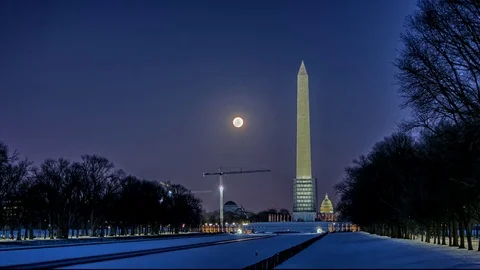 Washington Memorial Moonrise Stock Footage 82390197