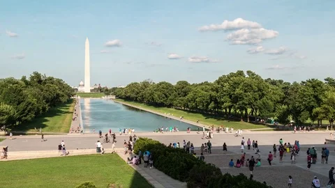 Washington Monument and Reflecting Pool Timelapse Video stock 76992661