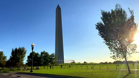 Washington Monument on Breezy Fall Day in DC Stock Footage 252481207