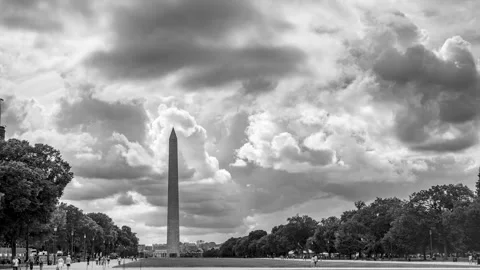 Washington Monument Clouds Timelapse (Black and White) Stock Footage 281269985
