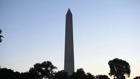 Washington monument dc center frame sunrise silhouette Stock Footage 76231725