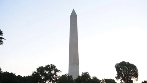 Washington monument dc center frame sunrise Stock Footage 76231730