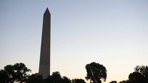 Washington monument dc left frame sunrise silhouette Stock Footage 76231724