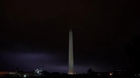 Washington Monument DC lightning storm above Capitol 4K Video stock 50136350