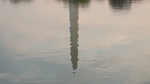 Washington Monument in DC Reflected in Tidal Basin Video stock 332875154