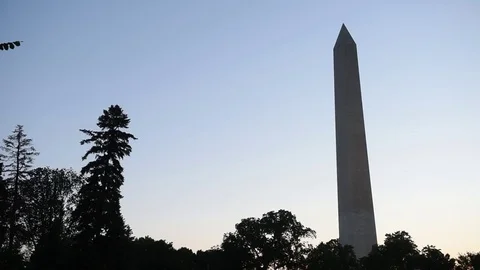 Washington monument dc right frame sunrise silhouette Stock Footage 76231721