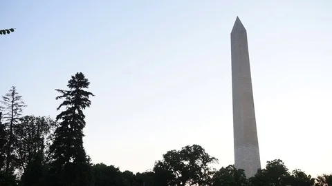 Washington monument dc right frame sunrise Stock Footage 76231728