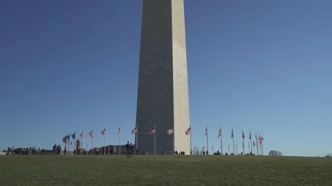 Washington Monument DC USA During Clear Blue Sky Sunny Day Stock Footage 167526183