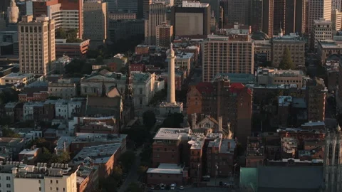 Washington Monument in downtown Baltimore. Stock Footage 345287990