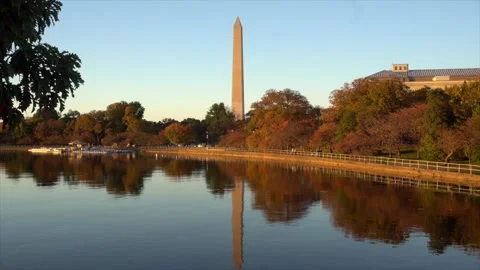 Washington monument in the fall Stock Footage 289867818