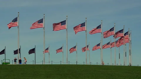 Washington Monument flag ring Vídeo Stock 67228616