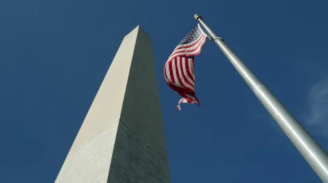 Washington Monument flag tilt Stock Footage 67232610