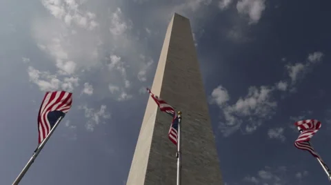 Washington monument with flags Stock Footage 40475743