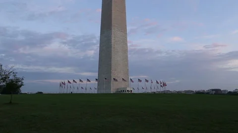 Washington monument with flags Stock Footage 40475884