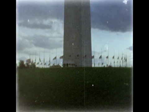 Washington Monument. Flags at half-staff. 8mm film footage. Stock Footage 75229857