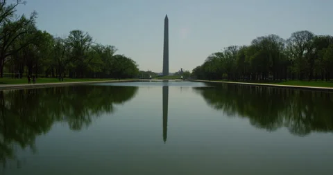 Washington Monument In Front Of Reflecting Pool Stock Footage 243353226