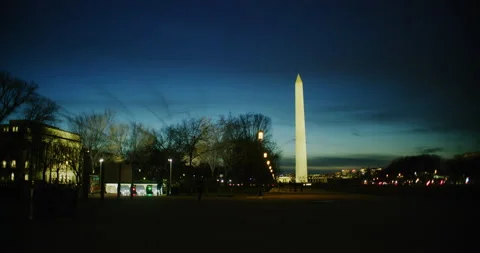 The Washington Monument At Night During Winter Time In Washington DC Stock Footage 151222672