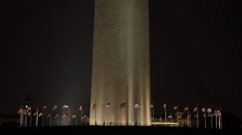 Washington Monument Night Time Bottom Part Stock Footage 66007609