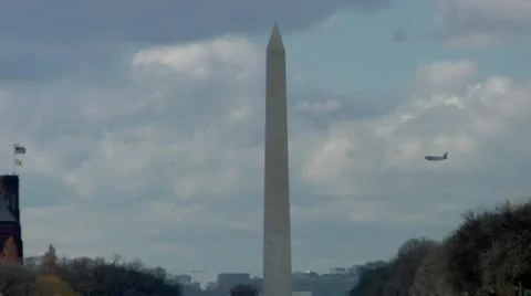 Washington Monument Plane Crossing Stock Footage 22159977