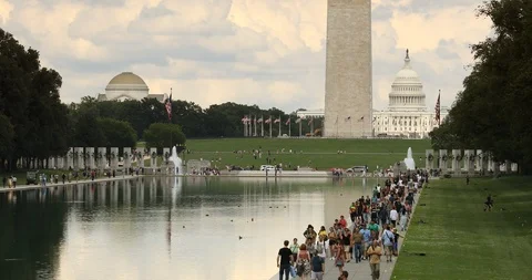 Washington Monument snd US Capitol Building in DC USA Stock Footage 100855384