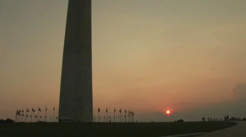 Washington Monument at Sunset in DC Stock Footage 281479
