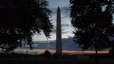 Washington Monument at Sunset Stock Footage 155904012