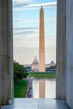 The Washington Monument  at sunset Stock Photos