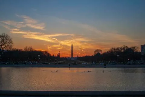 Washington Monument at sunset Foto stock