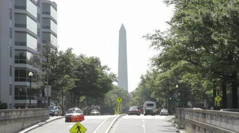 Washington Monument with Traffic Stock Footage 8986173