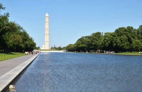 The Washington Monument under reconstruction. Stock Photos