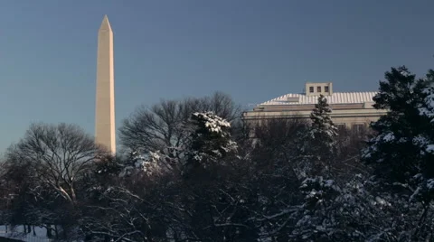Washington monument winter Stock Footage 49847793