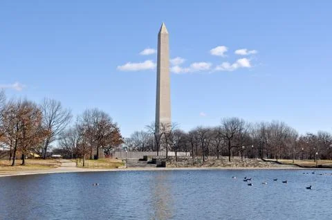 Washington monument in the winter Stock Photos