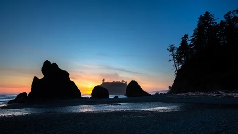 Washington - Ocean Beach Sunset - 4K Timelapse Stock Footage 108962827
