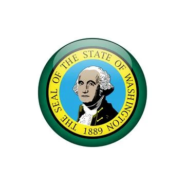 Washington Round Circle Button Flag of the US States Vector Template Illustrazione stock