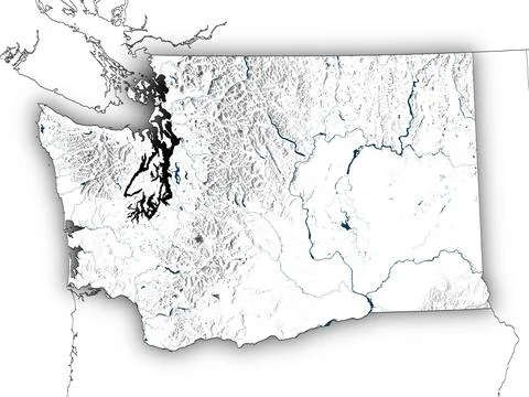 Washington shape with state borders, white map Illustrazione stock