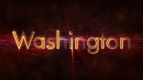 Washington - Shiny looping state name text animation Stock Footage 99580684