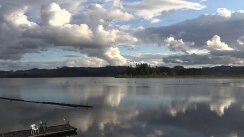 Washington Silver Lake with bird tilt and zoom Stock Footage 80316751