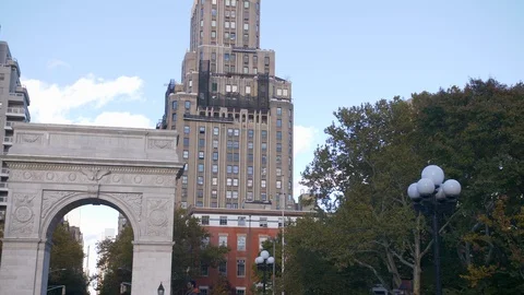 Washington Square Arc With Other Impressive NYC Skyscrapers In Beautiful NYC  Stock Footage 113847068