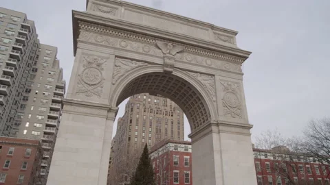 Washington Square Arch Building Behind Stock Footage 230515871