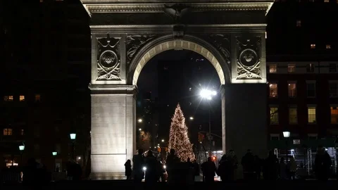 Washington Square Arch at Night NYC Video stock 122864863